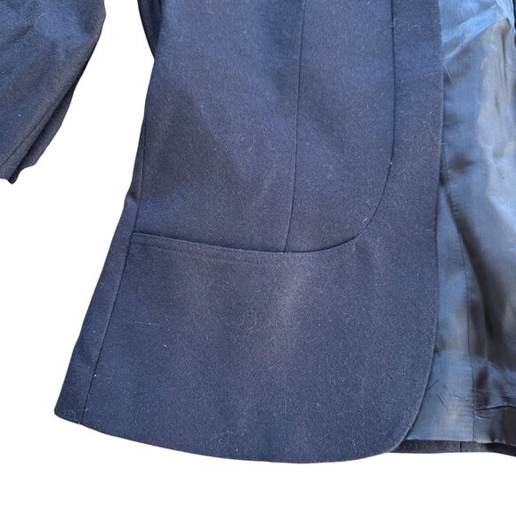 Luba 100% Wool Open Front Blazer Jacket Women's Size 7/8 Blue Career Office - Picture 2 of 10